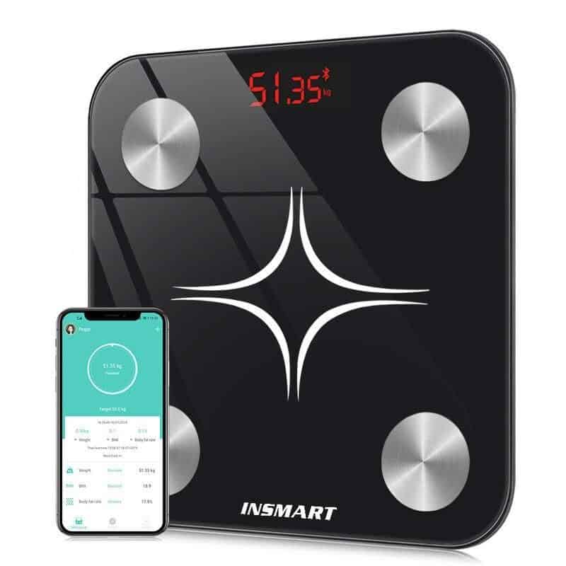 Smart body weight and composition monitor with mobile app connectivity, accurate weight, fat, muscle, and hydration tracking, ideal for health-conscious users.