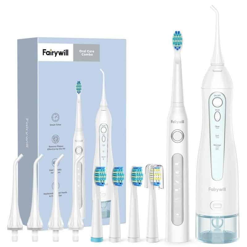 Enhanced oral hygiene with Fairywill electric toothbrush for teeth cleaning and plaque removal. Features multiple brush heads, intuitive controls, and rechargeable design for a comprehensive dental care experience.