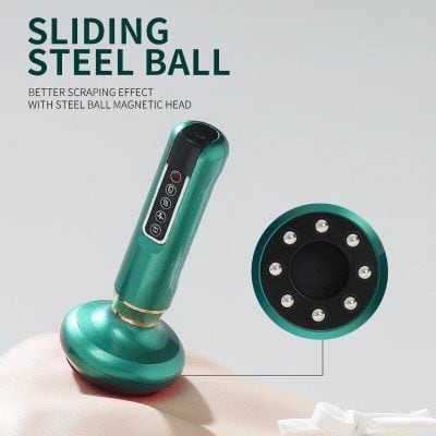 Portable body slimming device with magnetic steel ball head for targeted fat reduction and muscle contouring. Easy to use and effective for aesthetic body shaping.