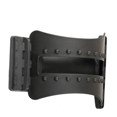 Dark grey flexible eyeglass strap holder with secure grip design.
