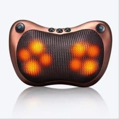 Portable massage cushion with heating and vibration for pain relief and muscle relaxation. Ideal for stress reduction, neck, shoulder, and back pain comfort.