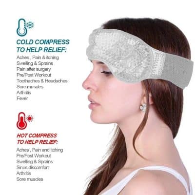 Headache relief gel pack for pain, swelling, and sore muscles.