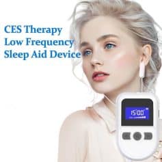 Modern CES therapy sleep aid device featuring low-frequency technology, ideal for optometrists, ophthalmologists, and sleep clinics. Enhance patient comfort with advanced sleep therapy solutions.
