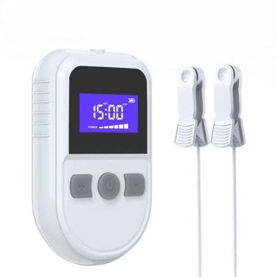 Advanced portable electrotherapy machine with LCD display, customizable settings, and two electrode probes designed for pain management, muscle relaxation, and physiotherapy.