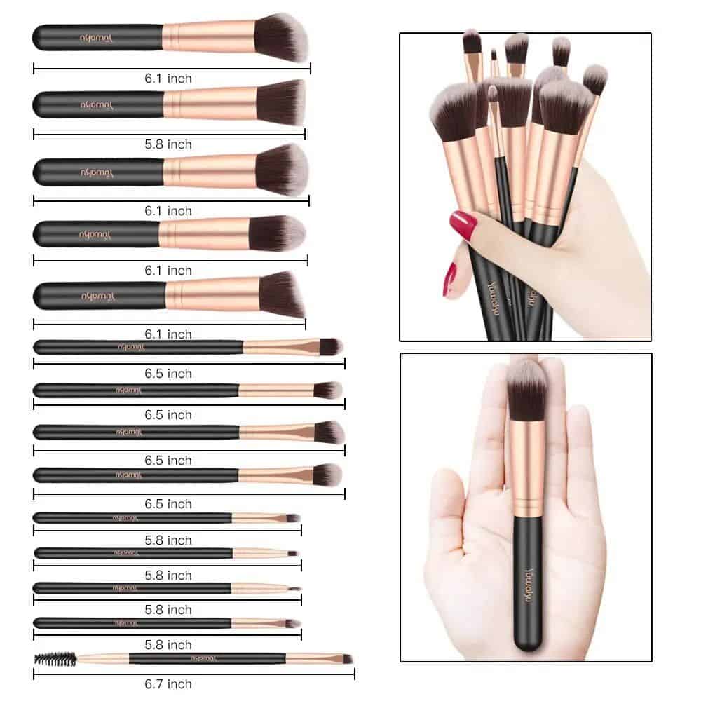 High-quality professional makeup brushes for flawless beauty application and cosmetic use. Includes various sizes and shapes for foundation, blush, eye makeup, and contouring.