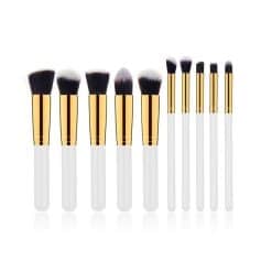 High-quality makeup brushes with soft bristles and gold accents, ideal for flawless makeup application and professional cosmetics use. Durable, stylish, and perfect for everyday or special occasion makeup.