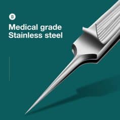 Close-up of a high-quality, medical-grade stainless steel optometry instrument used for eye examinations.