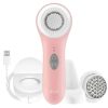 Gentle facial cleansing brush for smooth, radiant skin; comes with detachable heads and USB charging for easy skincare routines.