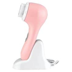 Gentle facial cleanser brush with ergonomic design, cordless operation, suitable for all skin types, and perfect for at-home skincare routines.