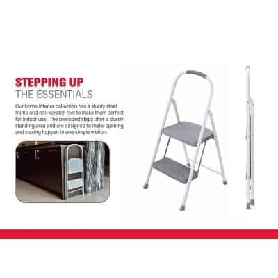 Sturdy indoor step stool with steel frame, non-scratch feet, ideal for home and healthcare settings, enhances safety and accessibility for patients and staff in optical clinics.