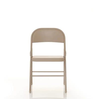 Comfortable beige folding chair ideal for medical clinics, offices, and waiting areas, featuring a durable frame and soft padded seat for patient and staff convenience.