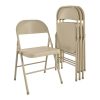 Comfortable beige folding chairs for medical and clinical settings. Space-saving, durable, and lightweight for easy storage and versatile use in healthcare facilities.