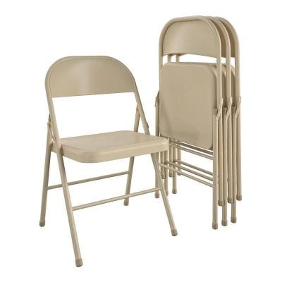 Comfortable beige folding chairs for medical and clinical settings. Space-saving, durable, and lightweight for easy storage and versatile use in healthcare facilities.