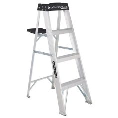 Aluminum ladder ideal for optometry clinics, ophthalmology displays, and medical setups with sturdy construction and safety features. Perfect for installing eyewear displays or reaching high shelves effortlessly.