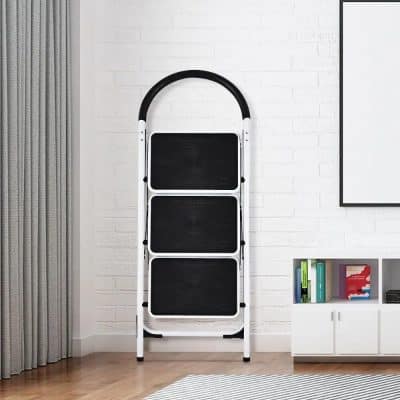 A compact, foldable step ladder perfect for home, office, or storage spaces, featuring multiple steps and lightweight design for easy portability.
