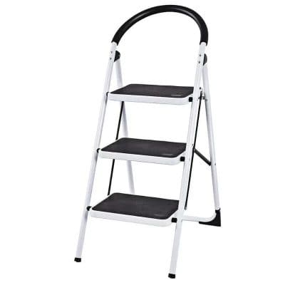 Lightweight folding step ladder for easy access and versatility, ideal for home and commercial use, with sturdy steps and safety features.