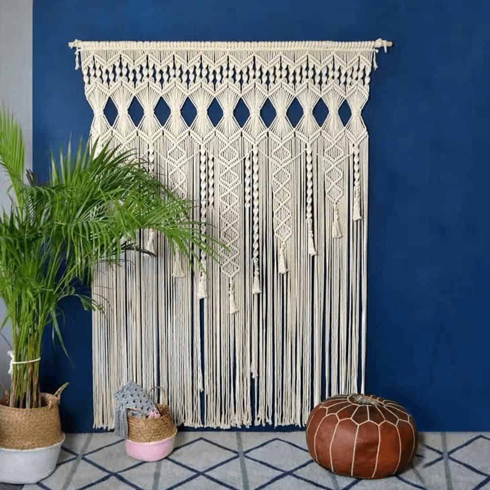 Boho chic macrame wall hanging for home decor, handmade bohemian textile art, premium wall tapestry, perfect for living rooms, bedrooms, and cozy spaces, available at Monalisa Store.