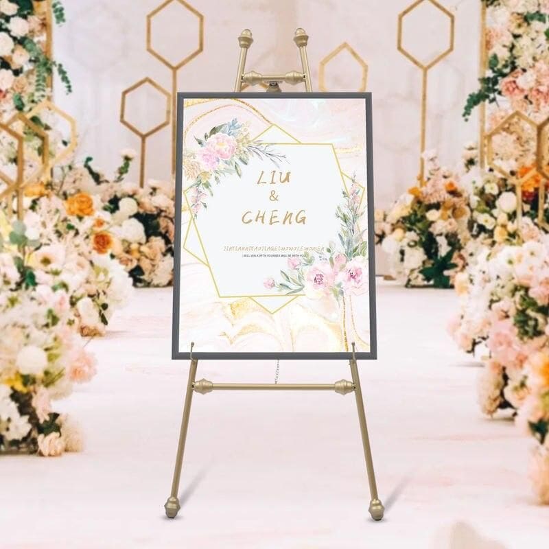 Luxurious floral wedding decoration with personalized signboard, ideal for wedding venues and stylish event setups.