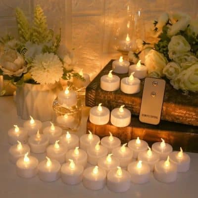LED flameless tea lights ideal for creating warm, inviting atmosphere for home, wedding, spa, and event decorations. Safe, reusable, and perfect for enhancing any setting.