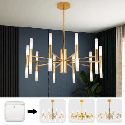 Elegant gold and white contemporary lighting fixture for stylish interiors. Perfect for living rooms, dining areas, or offices to enhance decor and ambiance. High-quality illumination design.