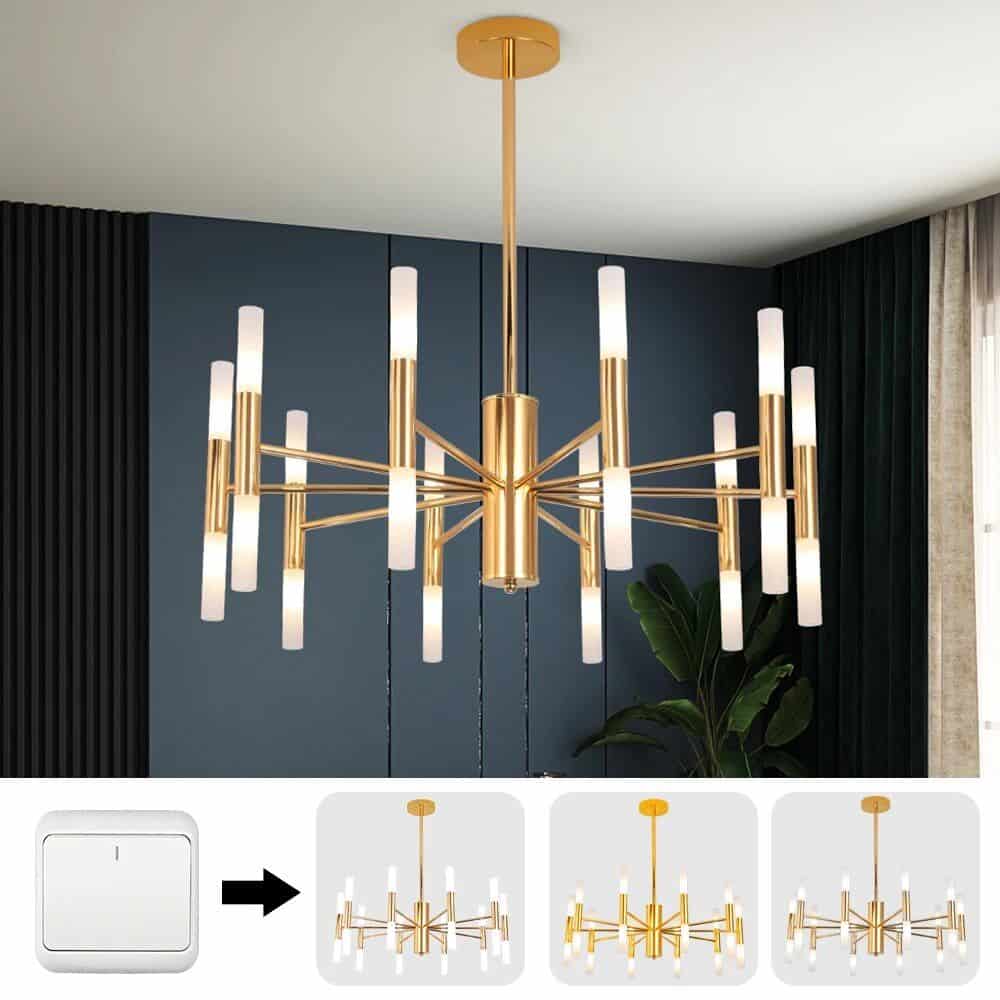 Elegant gold and white contemporary lighting fixture for stylish interiors. Perfect for living rooms, dining areas, or offices to enhance decor and ambiance. High-quality illumination design.