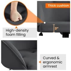 High-density foam filled ergonomic armrest for optimal support and comfort.