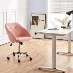 Comfortable pink office chair ideal for optometry stores and eye clinics, featuring ergonomic design and stylish appearance. Perfect for customer seating or workstations.