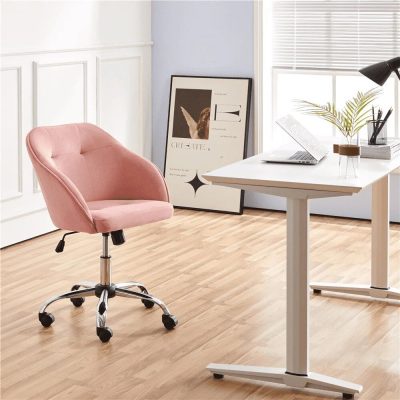 Comfortable pink office chair ideal for optometry stores and eye clinics, featuring ergonomic design and stylish appearance. Perfect for customer seating or workstations.