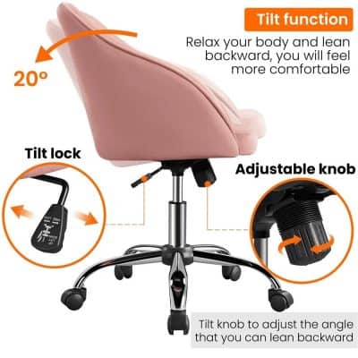 Ergonomic adjustable office chair with tilt function, tilt lock, and customizable height for optimal comfort during work or study. Perfect for a healthy workspace environment.
