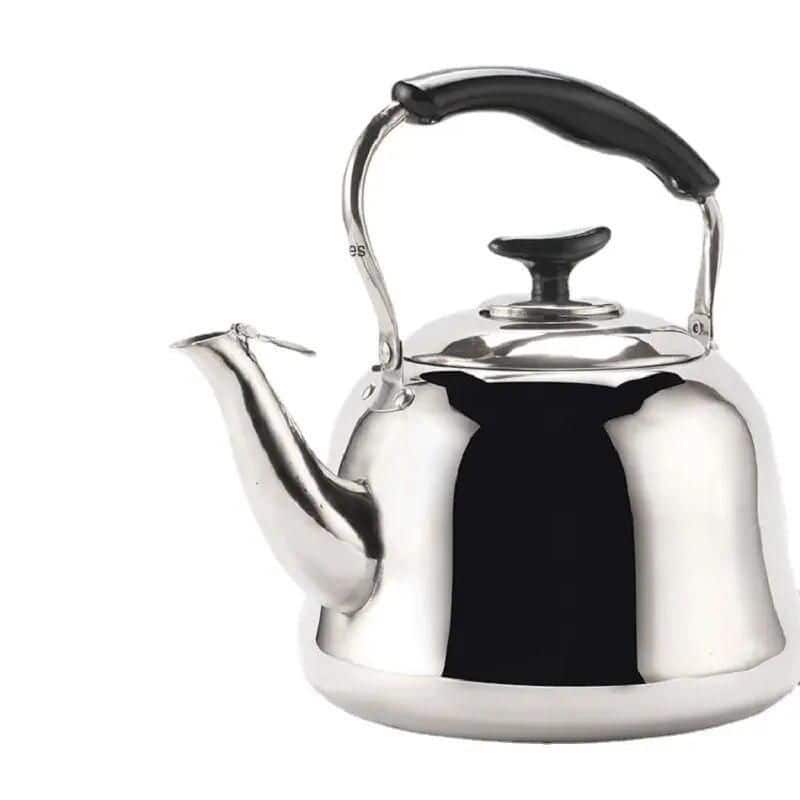 Stainless steel traditional kettle for boiling water, ideal kitchen appliance for tea and hot beverages, high quality, durable, and stylish design.