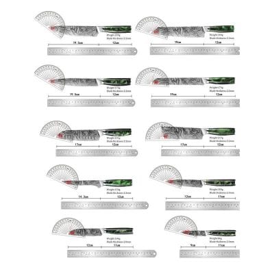 High-quality metal knives with detailed measurement markings for accurate cuts.