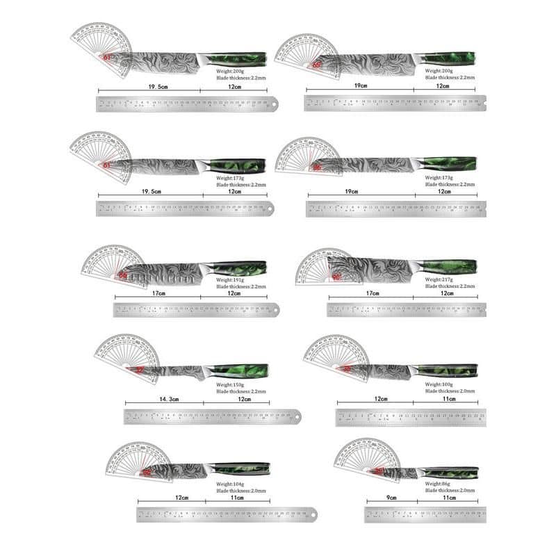 High-quality metal knives with detailed measurement markings for accurate cuts.