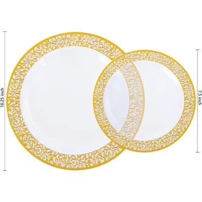Gold-rimmed decorative plates for dining and display, perfect for special occasions and elegant table settings.