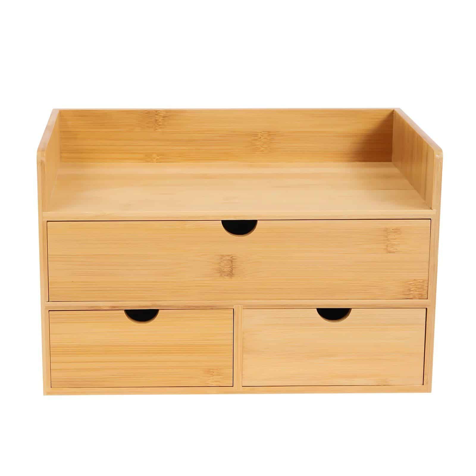 Durable bamboo optometry storage organizer with multiple drawers, ideal for eye care clinics, optometry offices, and eyewear stores. Stylish and functional for organizing glasses and eyewear accessories.