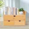 Bright wooden bookshelf with neatly arranged books and a green plant in a white pot, creating a cozy, modern, and organized space perfect for homes or offices.