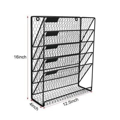 Durable metal mesh storage rack for organizing shoes, documents, or kitchen supplies, ideal for home, office, or retail settings.