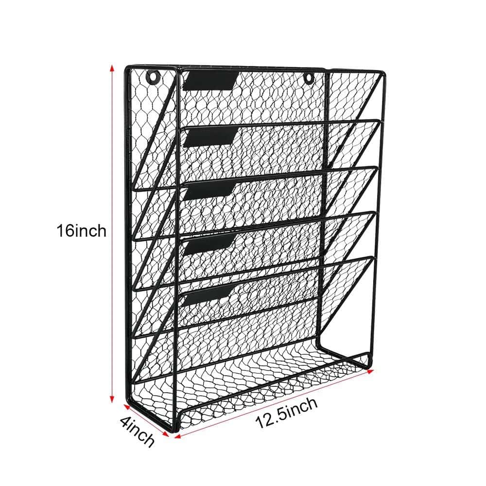 Durable metal mesh storage rack for organizing shoes, documents, or kitchen supplies, ideal for home, office, or retail settings.