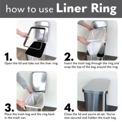 Easy trash bag liner system for waste disposal.