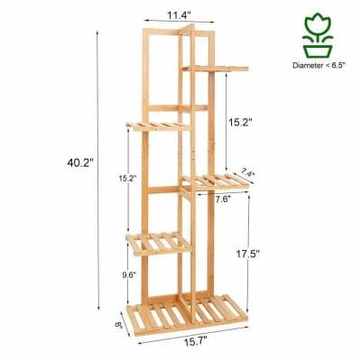 High-quality wooden plant stand for indoor and outdoor use, perfect for displaying flowers and decorative plants. Compact design with multiple tiers, supporting various plant sizes.