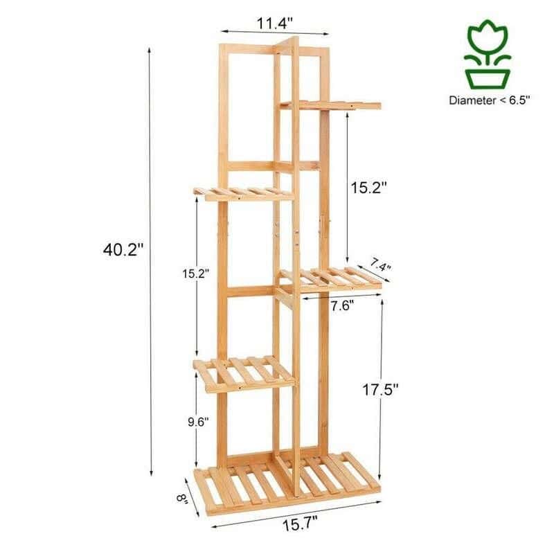 High-quality wooden plant stand for indoor and outdoor use, perfect for displaying flowers and decorative plants. Compact design with multiple tiers, supporting various plant sizes.