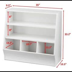 Optical store display shelf with multiple compartments and adjustable shelves for visual merchandising.