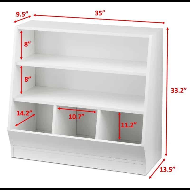 Optical store display shelf with multiple compartments and adjustable shelves for visual merchandising.