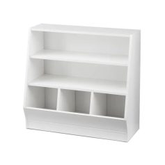 White optical display shelf for eyeglasses and accessories, perfect for optometry or optical stores to showcase eyewear collections effectively.