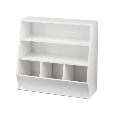 White optical display shelf for eyeglasses and accessories, perfect for optometry or optical stores to showcase eyewear collections effectively.