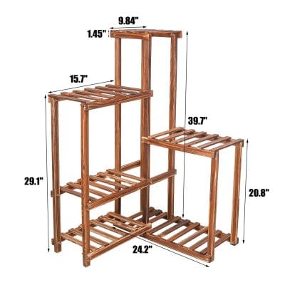 Wooden multi-tier shoe organizer with adjustable shelves, perfect for entryways, closets, or bedrooms. Durable design with spacious compartments for easy access and organization.