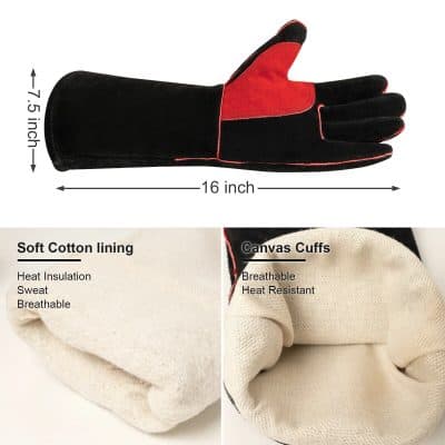 Comfortable Cotton Lining and Canvas Cuffs for Durability and Hand Protection.