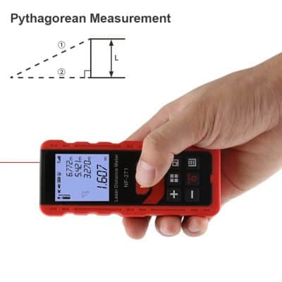 Portable laser distance meter for precise distance, length, and height measurements, ideal for home, construction, and professional uses. Easy to use with large digital display.