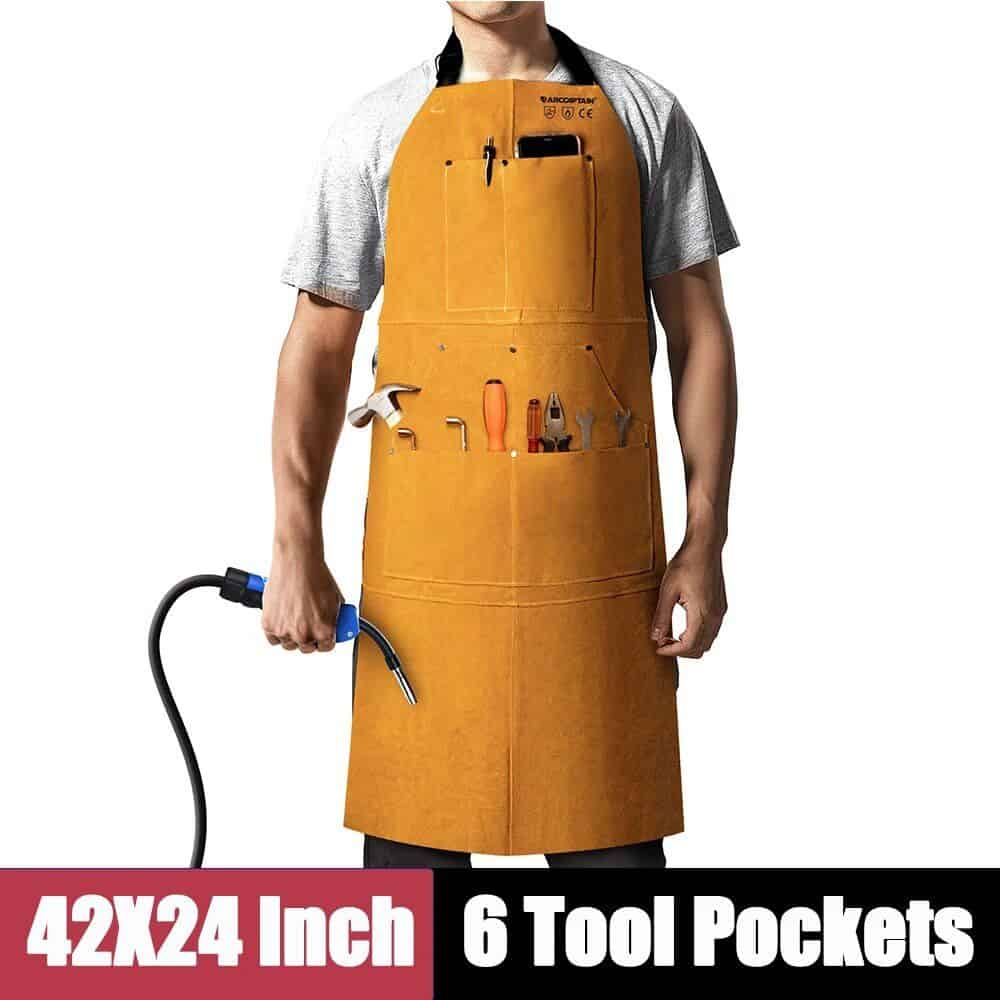 High-quality, durable apron with 6 tool pockets, perfect for workshops and DIY projects. Features multiple compartments to hold tools securely and keep your workspace organized efficiently.