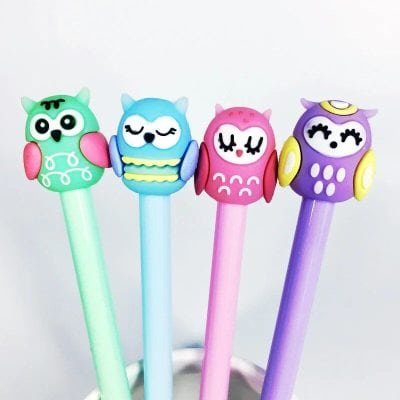 Cute owl pens with colorful animal designs, perfect for kids and students. Brighten your stationery collection with these adorable, functional pens inspired by owls and fun cartoon characters.