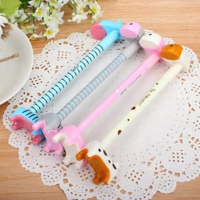 Colorful animal-shaped pens featuring adorable designs, perfect for kids and students. Bright, playful stationery items for school, study, and office organization.
